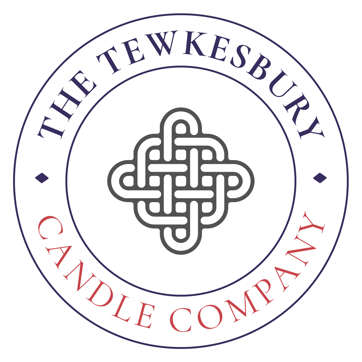 Logo of The Tewkesbury Candle Company featuring a decorative knot design within a circular border.